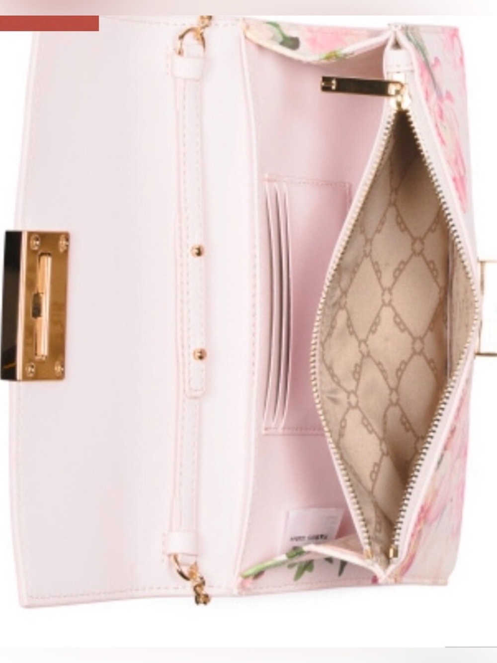 Ted Baker Pink Floral Chain Crossbody Bag with Gold Hardware - Picture 13 of 15
